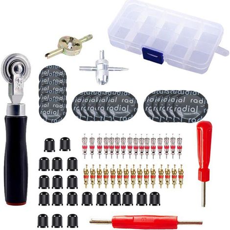 Kit de herramientas de emergencia para coche de 70 piezas  Kit de reparación de pinchazos, kit de herramientas para motocicleta - Kit de herramientas de emergencia para coche