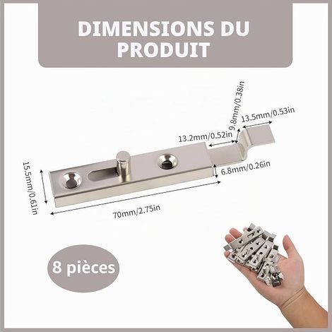Steel Furniture Latch - Latches for Doors, Cabinets, Closet, Bathroom, Kitchen, Garage - Size 70x13.5mm, Nickel Plated Finish, with Release (1/4)