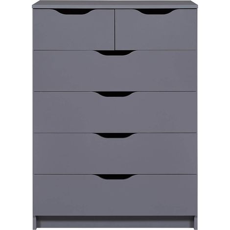 JENNY - Commode Haute 6 Tiroirs Coloris Anthracite (1/5)