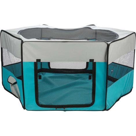 Enclos avec filet/base - TRIXIE - ø 150 × 65 cm - Turquoise / Gris clair (1/4)