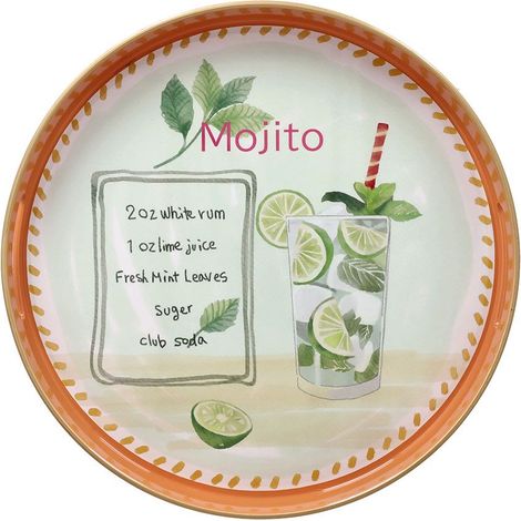 Tognana Vassoio Rotondo Mojito Serving Summer Time  D 38 Cm Decorativo Polipropilene Arancione