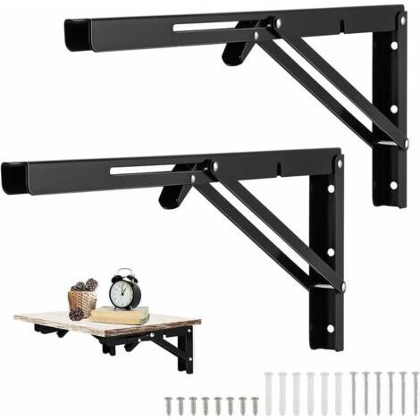 QORVA
-2 Pièces Equerre Rabattable Murale Noir, 500 x170mm Support Console Pliable Equerre, Équerre Pliante Charge Lourde, Supports Équerre Étagère Pliante Pour Garage établi,