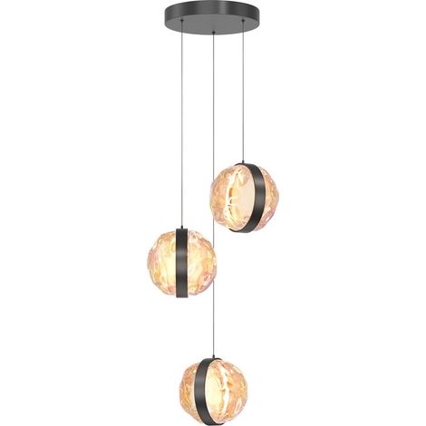 Maytoni Misterio Plafonnier suspendu moderne à intensité variable, noir, 2 700 K, 2 000 lm, abat-jour coloré