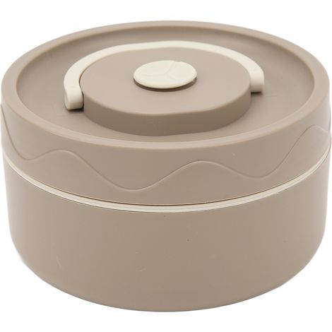 Thermos Marmite 420ml Acier Inoxydable 304 Double Paroi Récipient Repas Portable Forme Ronde Café Foncé Isotherme (1/5)