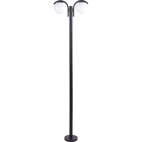Lampadaire d'Extérieur Moderne en Aluminium à 2 Lumières de Jardin Noir Kulsi