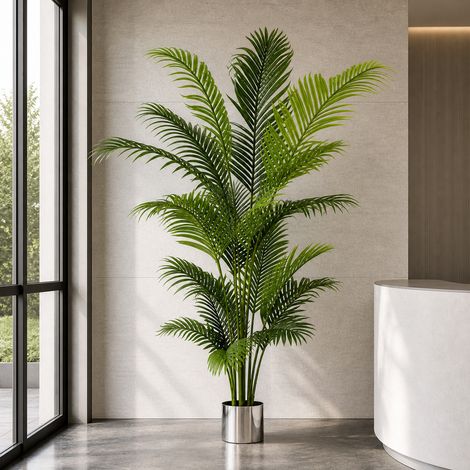 180cm Artificial Palm Tree Extra Large Silver Planter Premium (1/5)