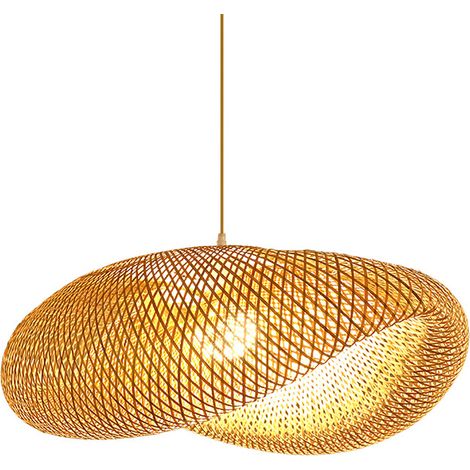 Lustre en bambou, table de restaurant, lampes de restaurant, chambre d'hôtes champêtre créative, lampe en rotin tressé (1/5)