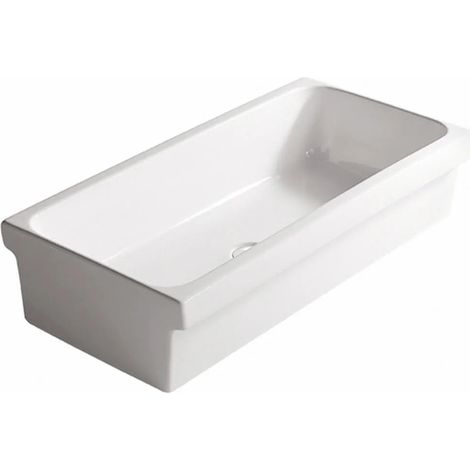 Vasca A Canale 90 Cm In Porcellana Bianco