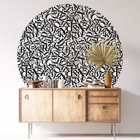 Sticker mural rond / cercle - Lettres - Diamètre 40 cm - Adhésif MAT (1/3)