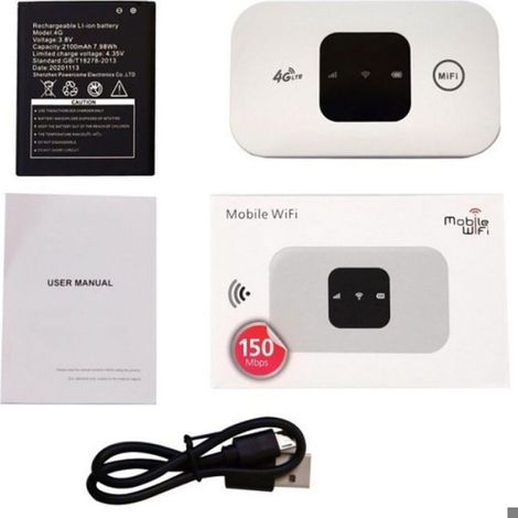 Routeur Wi-Fi Portable - 4G LTE - Écran LED - Jusqu'à 10 Connexions Simultanées - Autonomie 72 H en Veille - Batterie 2100 mAh (1/4)