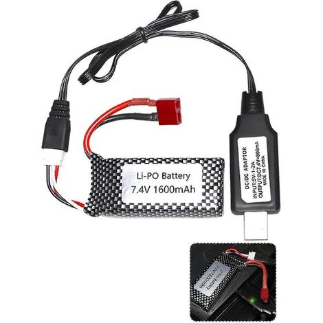 Batterie au lithium 7,4 V 1600 mAh, compatible avec les voitures/quadricoptères/véhicules tout-terrain télécommandés à l'échelle 1:10 (XLH 9125). (1/5)