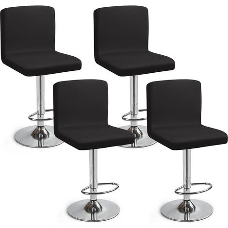 Kindfiber OÜ-Ensemble de 4 housses de tabourets de bar avec dossier, extensibles et lavables, les tabourets de bar et les cafés (noir, lot de 4).