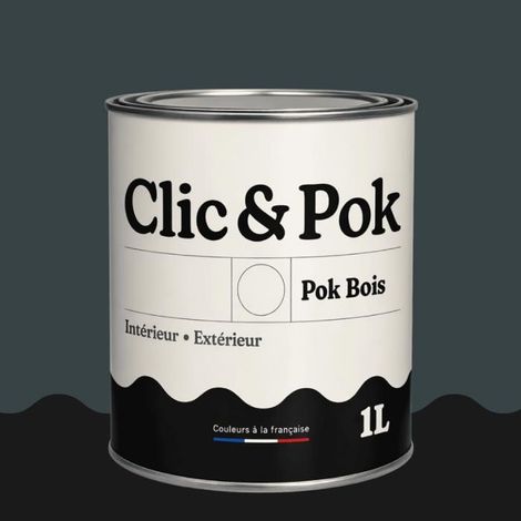 Peinture Bois Extérieur – POK BOIS - 1L - RAL 7026 - Gris granit- Résistante aux intempéries - Ne s'écaille pas