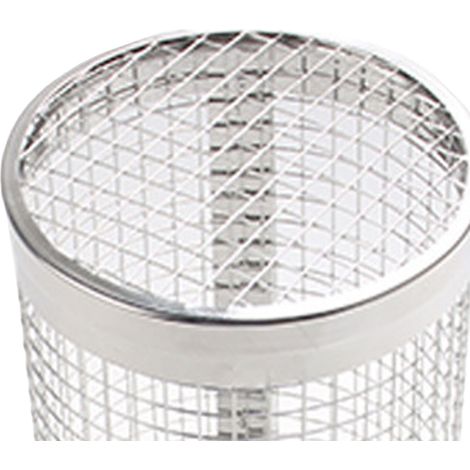 Panier à griller rond en acier inoxydable, idéal pour griller poissons, crevettes, viande, légumes et frites en extérieur (petit format, 20 x 9,4 cm). (1/5)