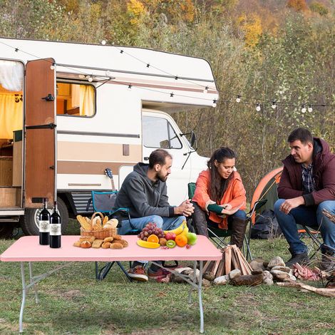 Table pliante 180 cm avec poignée de transport, robuste et légère, idéale camping et jardin, charge 135 kg (1/5)