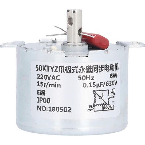 Moteur synchrone 15 tr/min avec condensateur, réducteur micro-vitesse AC220V, pièces de transmission à engrenages. (1/5)