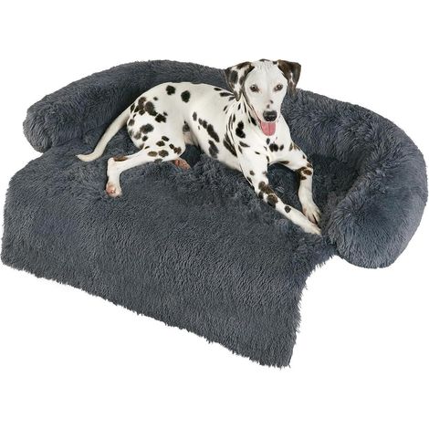 Hundebett XL 105x95cm Plüsch abnehmbar waschbar rutschfest beruhigend dunkelgrau