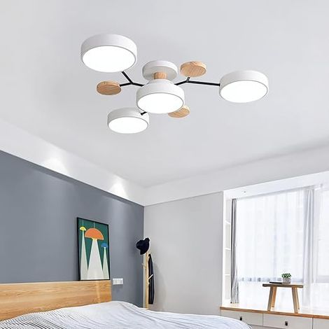 Ronde moléculaire acrylique LED plafonnier, nordique moderne minimaliste plafonnier personnalisé style lustre fer lampe salon salle à manger chambre couloir cuisine blanc (1/5)