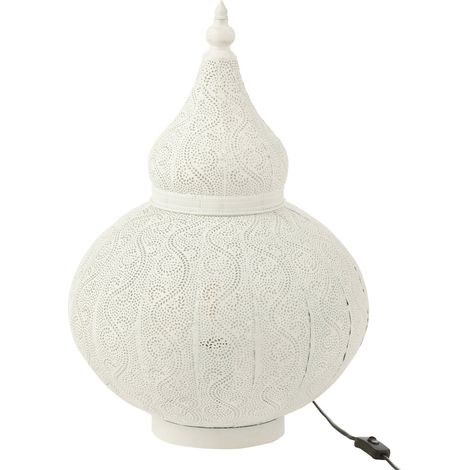Lampe orientale blanche en métal ajouré esprit mille et une nuits - Blanc ajouré esprit oriental (1/4)