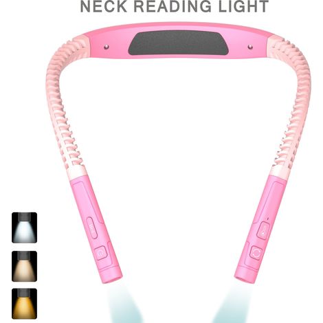Lampe de cou LED rose mains‑libres, 3 températures de couleur, gradation sans palier, minuterie 30‑60min, IP44, lampe de lecture rechargeable USB‑C (1/4)