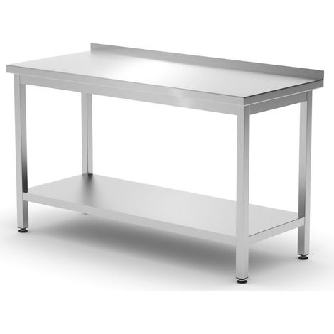 HENDI Wandtisch mit Ablage – verschraubt, Tiefe 600 mm, Kitchen Line, 1400x600x(H)850mm