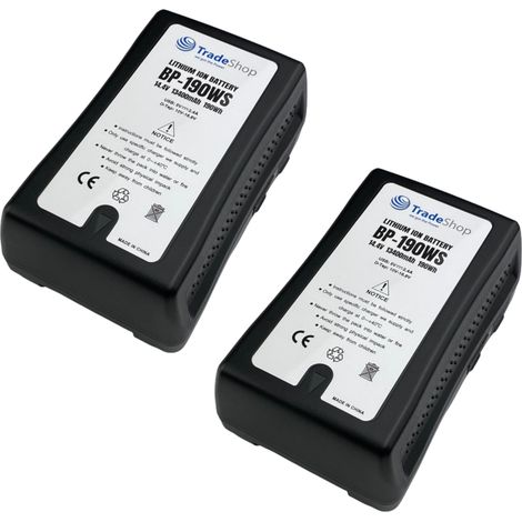 2x Trade-Shop Li-Ion Akku V-Mount 14,4V 13400mAh 190Wh mit D-Tap USB Ausgang für Sony DSR-250P DSR-600P DSR-650P DSR-652P HDW-800P PDW-850 / Camcorder (1/4)