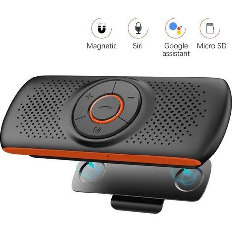 Kit Mains Libres Bluetooth 4.2 Portable Voiture avec Instruction GPS,Musique, élimination du Bruit, Instalation sur Pare Soleil (1/3)