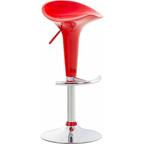 Tabouret de bar chaise haute x1 hauteur réglable style contemporain – assise plastique rouge brillant 100006059