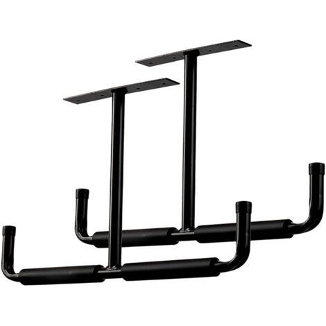 Crochets de rangement de plafond de garage en métal, crochets muraux, crochets utilitaires robustes pour échelle, vélo, bois, outils et autres articles encombrants (pack de 2, noir) (1/5)
