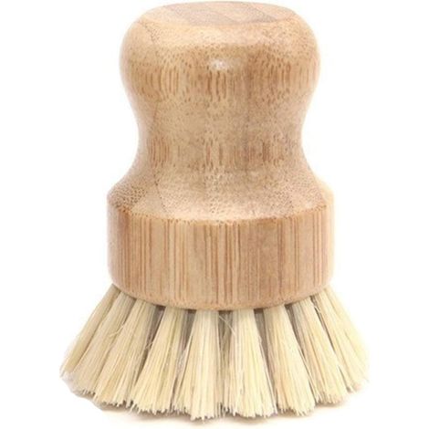Cepillo para lavar platos de sisal natural, cepillo redondo de bambú, cepillo para ollas, sartenes, verduras, cepillo de limpieza del hogar, 1 pieza (sisal)