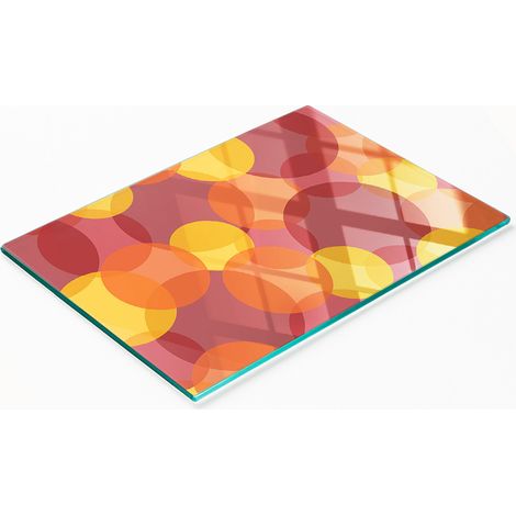 Dekoratives Schneide- und Servierbrett aus Glas, bunte Kreise, 80 x 52 cm (1/5)
