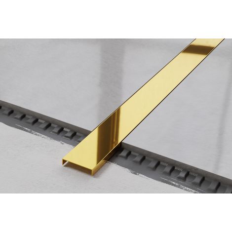 Profilo U di raccordo rettificato in acciaio inossidabile 4cm x 244cm - Oro lucido (1/3)