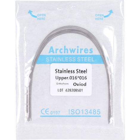 Lot de 50 fils orthodontiques en acier inoxydable, arc dentaire 0,16 x 0,16 pouce pour praticien, usage supérieur (1/5)