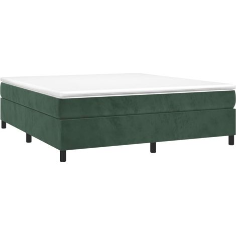 vidaXL Giroletto a Molle con Materasso Verde Scuro 200x200 cm Velluto (1/4)