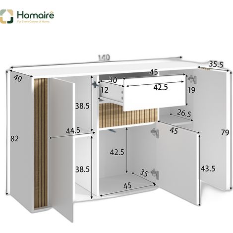 Flur- Garderobenschrank weiß aus Polyester 140 x 40 x 82 cm HOMAIRE (1/5)