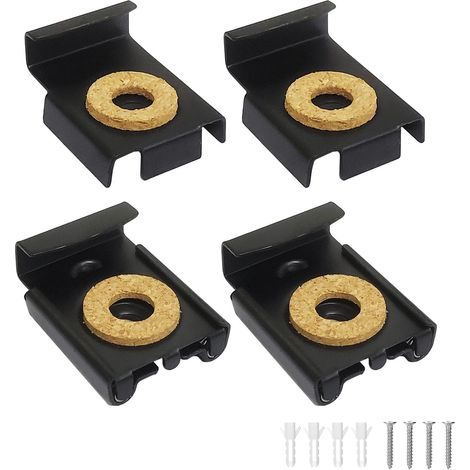 Lot de 8 clips de suspension à ressort pour miroir sans cadre avec chevilles et vis pour fixation et décoration de miroir de salle de bain et WC Noir (1/5)