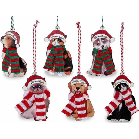 Decorazioni in legno cane e gatto 36 pezzi altezza 10 cm (1/5)