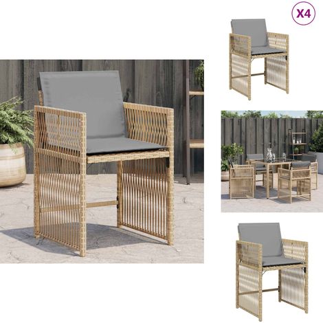 Chaises de jardin avec coussins lot de 4 mélange beige - Chaise De Jardin - Chaises De Jardin - Siège De Jardin - Sièges De Jardin (1/5)
