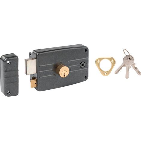 Serrure en applique grise gauche à fouillot - Clé I - Axe à 60 mm - City 5G - Iséo (1/7)