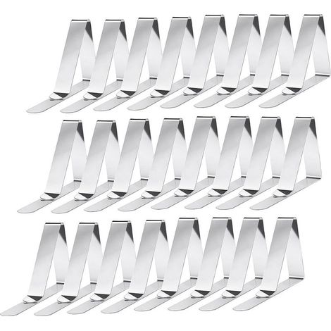 Lot de 24 pinces à nappe en acier inoxydable, pinces à nappe à ressort (1/5)
