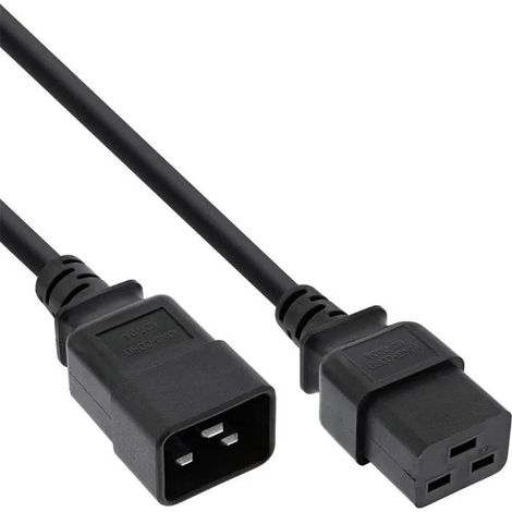 Câble rallonge inline IEC 60320 C19 noir 2 mètres 16 ampères