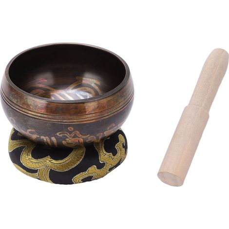 Bol chantant tibétain en laiton portable pour yoga et méditation, bols chantants artisanaux du Népal, décoration spirituelle et relaxation. (1/5)