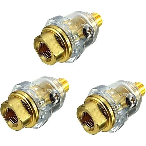 3Pcs Mini Oiler Pneumatic Tool Replacement 1/4inch NPT Oiler Oil Lubricator for Air Compression Air Tool Oiler - Yellow (1/5)
