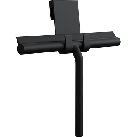 Raclette de douche noire avec suspension – Grattoir pour vitres en silicone – Accessoire de salle de bain pratique (1/5)