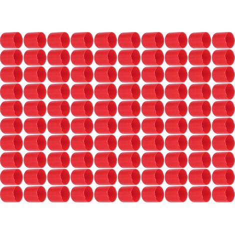 Lot de 100 bouchons PVC rouges 18mm pour filetage mâle, souples retardateurs de flamme, protection tuyaux ronds et raccords hydrauliques (1/5)