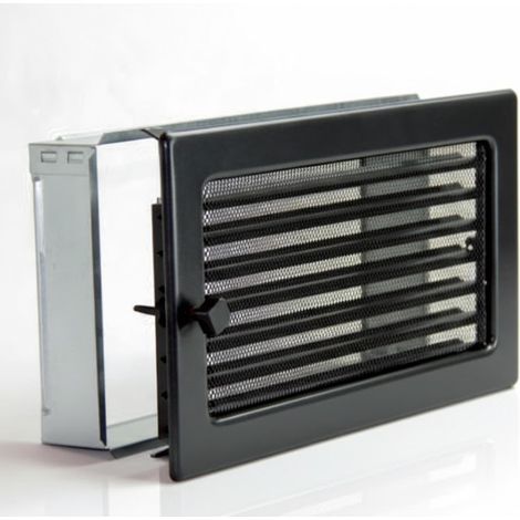 Grille réglable avec pré-cadre 30x17cm Noir pour climatisation et ventilation (1/5)