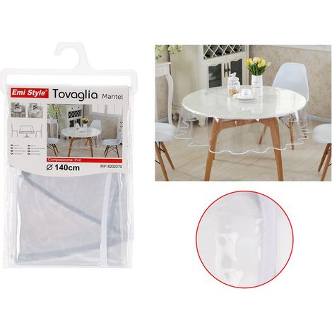 Tovaglia PVC Impermeabile Trasparente Rotonda Diametro 140cm (1/2)