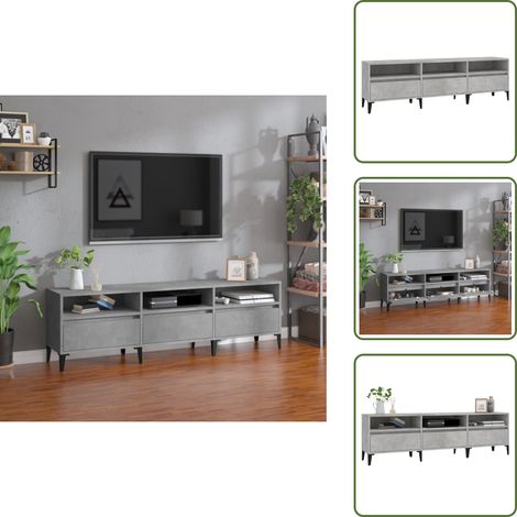 The Living Store Mobile TV Grigio Cemento 150x30x44,5 cm Legno Multistrato - Mobile da interno