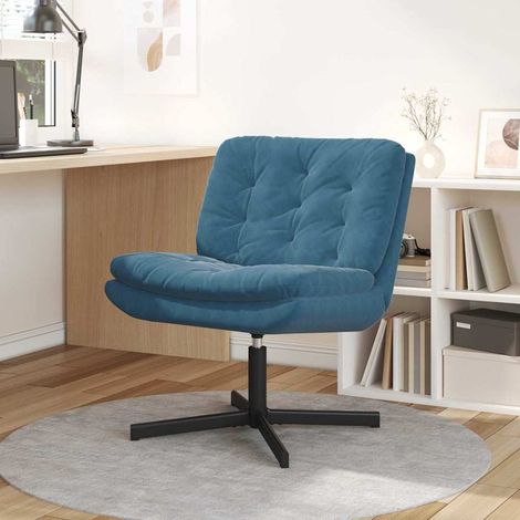 Swivel Relaxing Chair Blue 63 x 75 x 76 cm Velvet vidaXL (1/5)