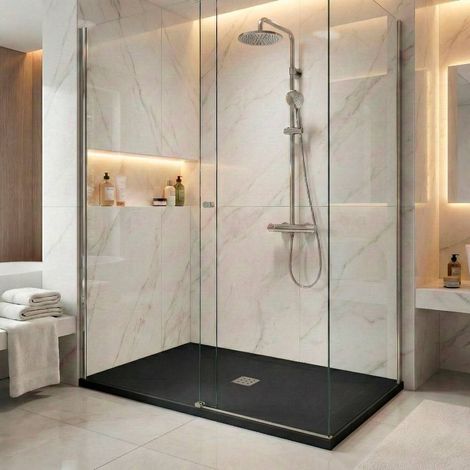 Receveur de douche NOIR extra-plat AQUAPLUS 180x80 pour salle de bain PMR (1/5)